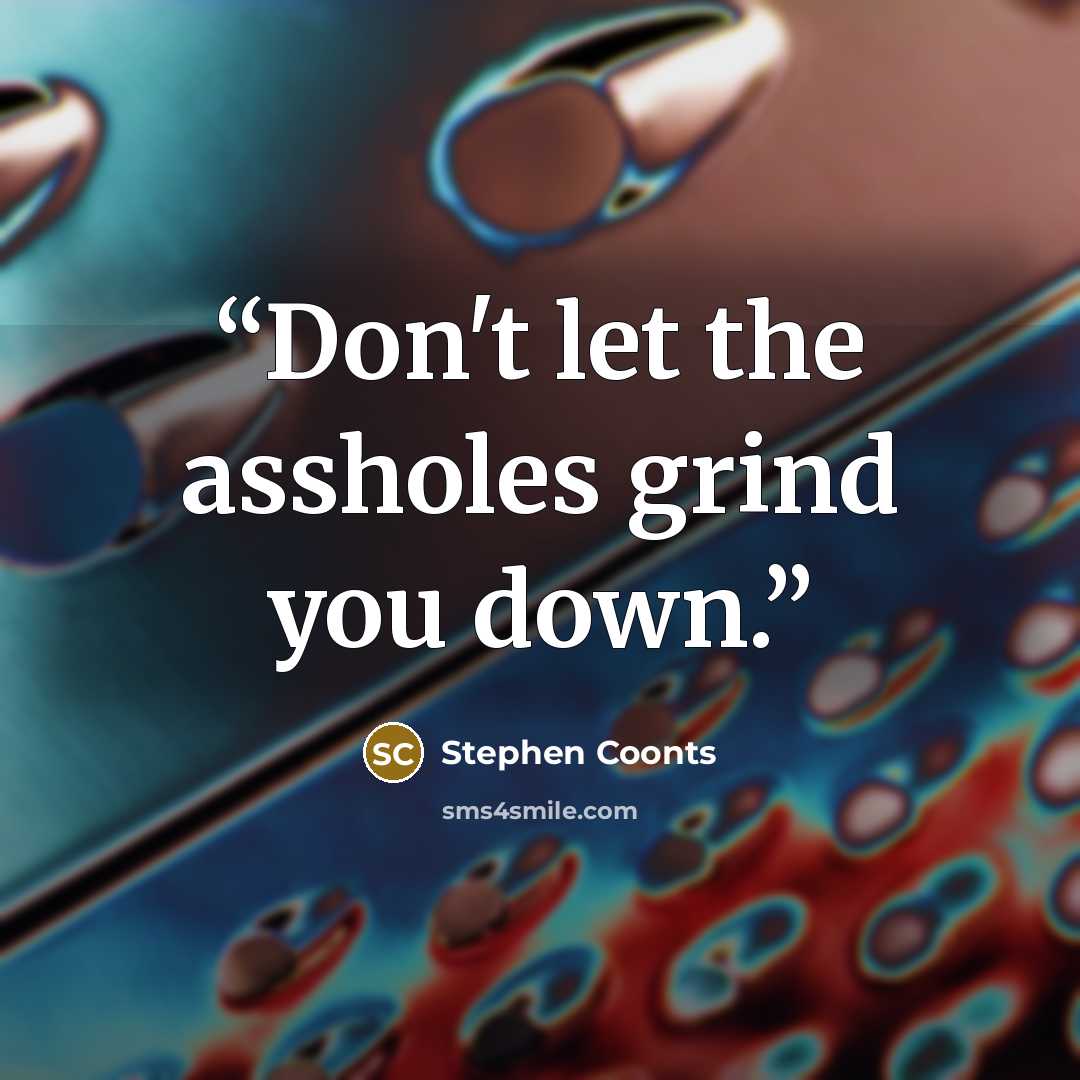“Don't let the assholes grind you down.” quote by Stephen Coonts