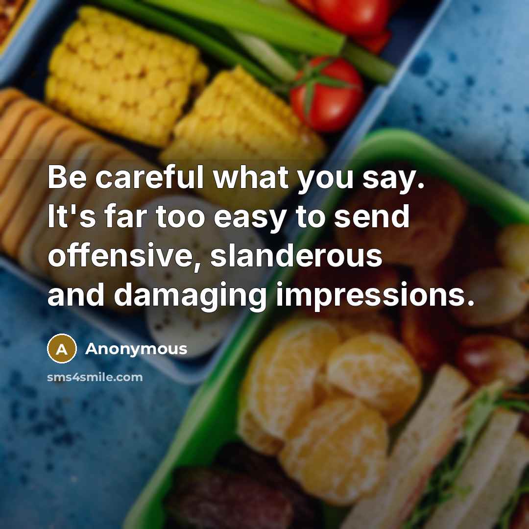 “Be careful what you say. It's far too easy to send offensive, slanderous and damaging impressions.” quote by Anonymous
