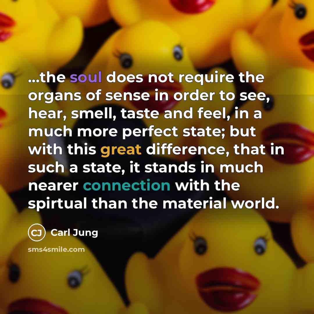 “...the soul does not require the organs of sense in…” quote by Carl Jung