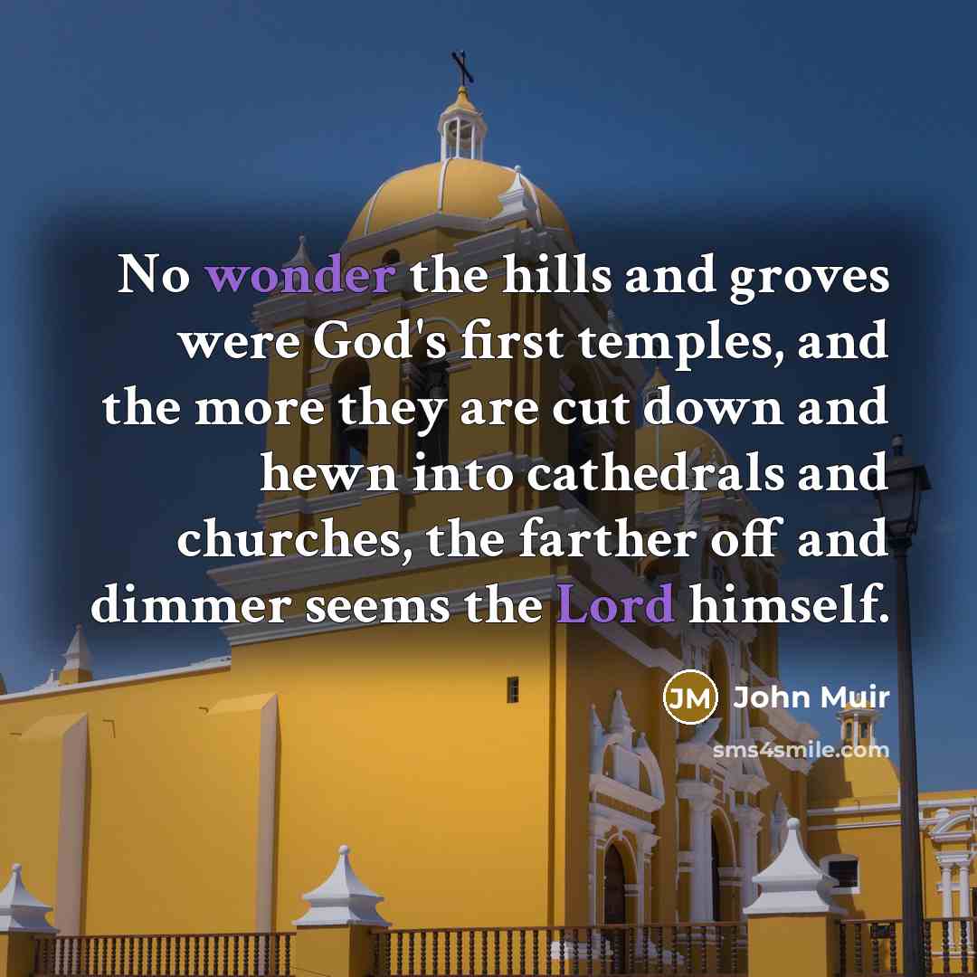 “No wonder the hills and groves were God's first temples,…” quote by John Muir