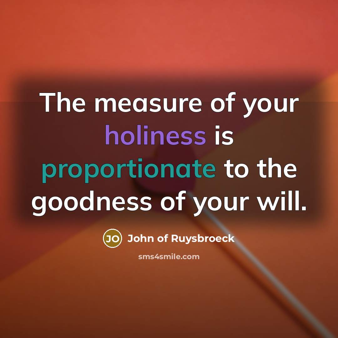 “The measure of your holiness is proportionate to the goodness…” quote by John of Ruysbroeck
