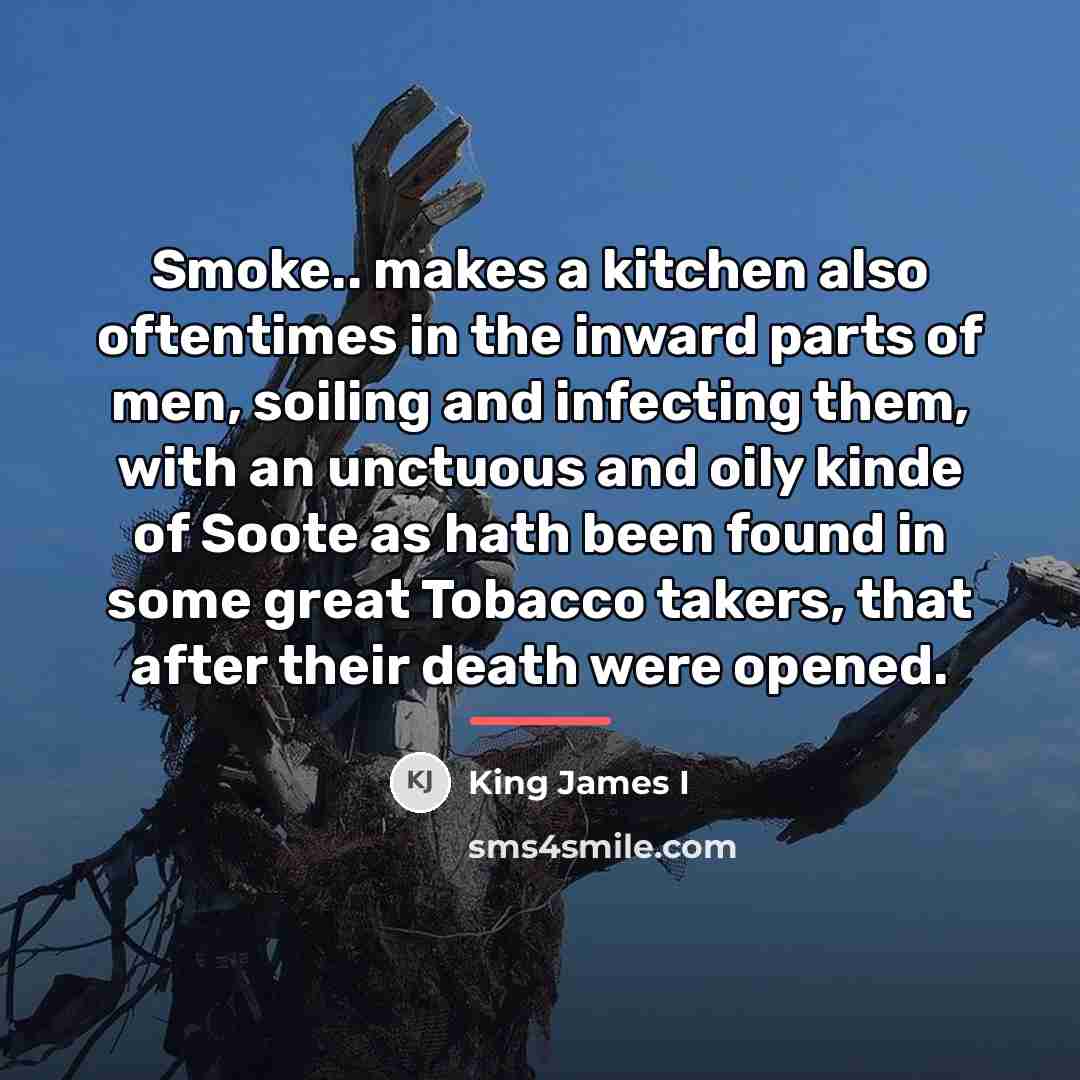 “Smoke.. makes a kitchen also oftentimes in the inward parts…” quote by King James I