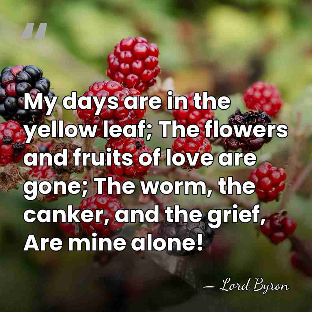 My days are in the yellow leaf; The flowers and fruits of&hellip; - Lord Byron