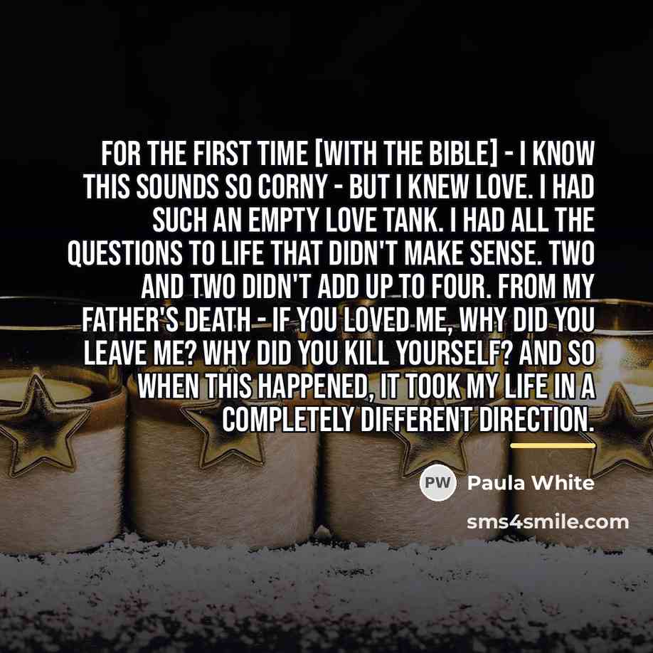 “For the first time [with the Bible] - I know…” quote by Paula White