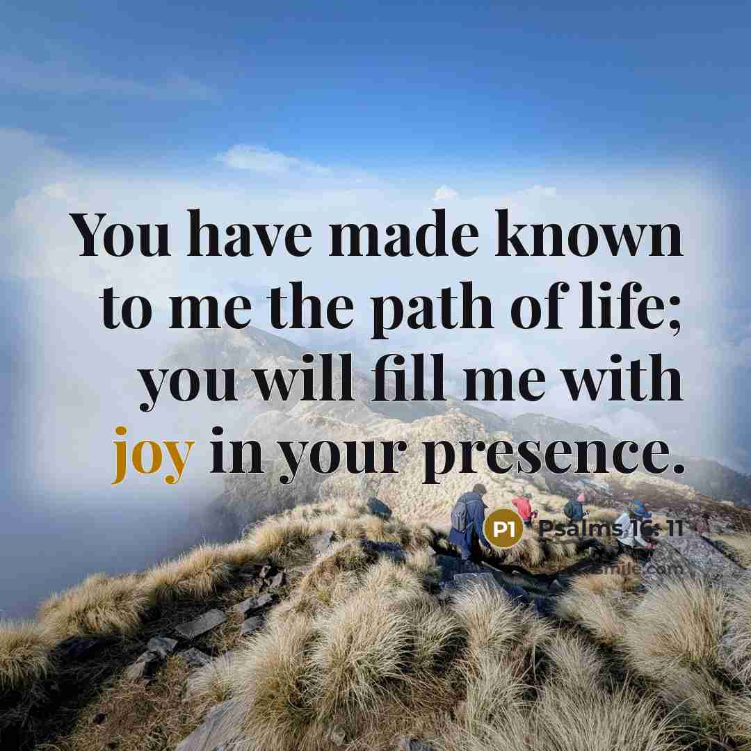 “You have made known to me the path of life; you will fill me with joy in your presence.” quote by Psalms 16: 11
