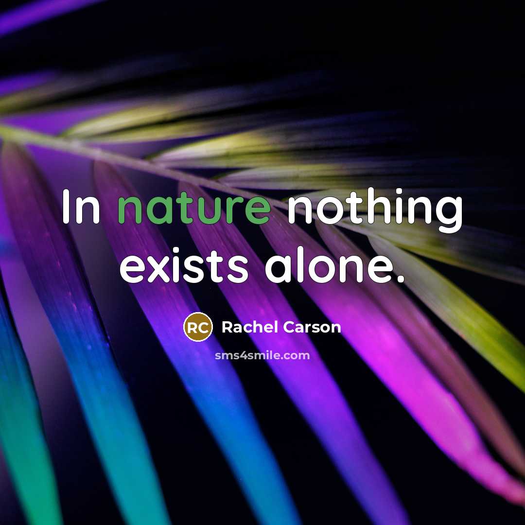 “In nature nothing exists alone.” quote by Rachel Carson
