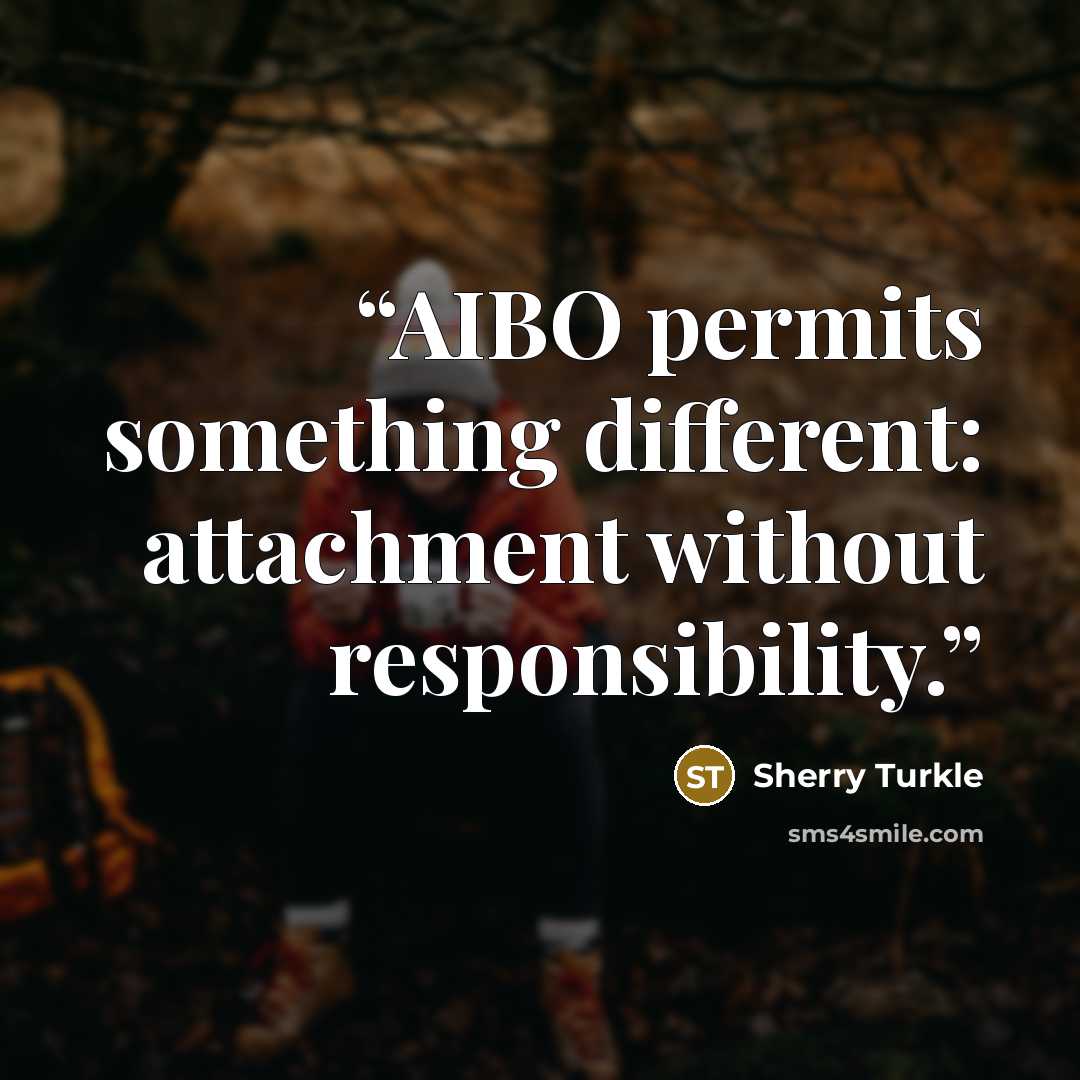“AIBO permits something different: attachment without responsibility.” quote by Sherry Turkle