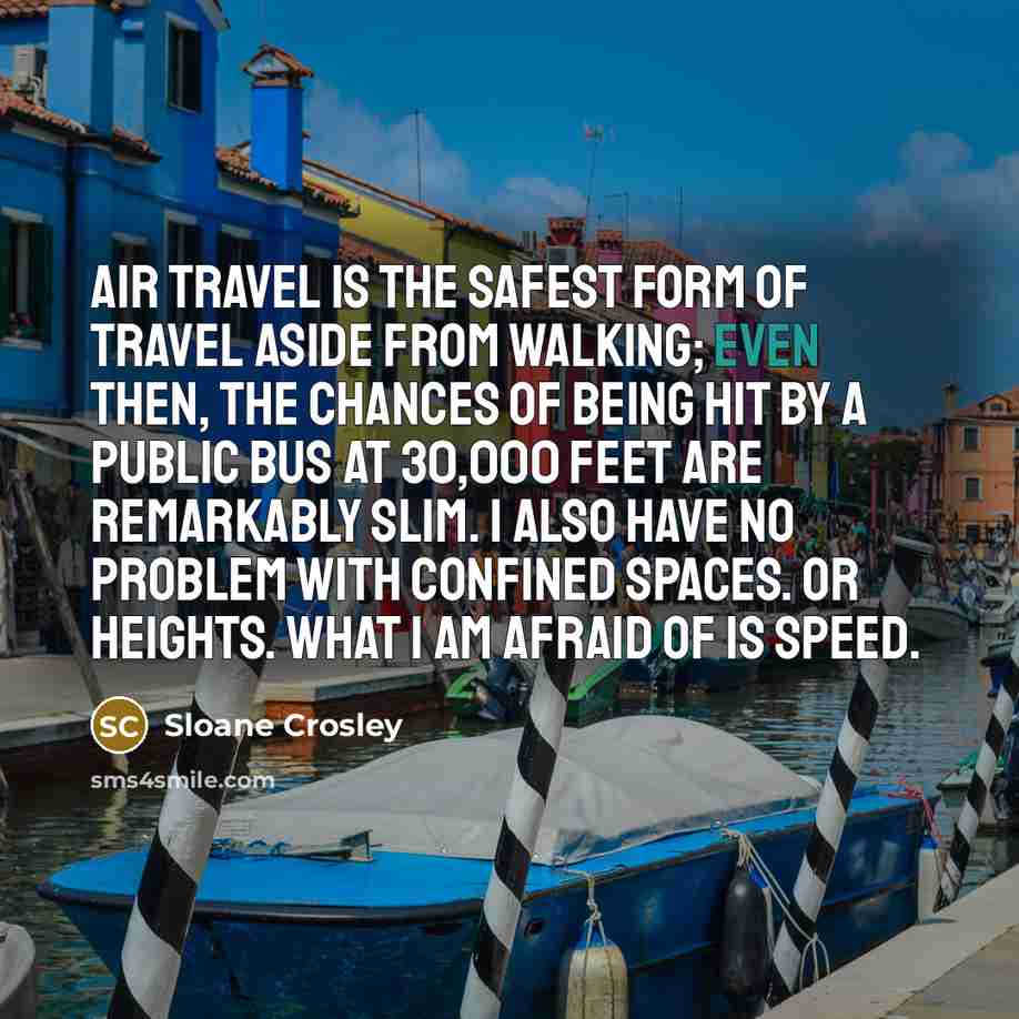 “Air travel is the safest form of travel aside from…” quote by Sloane Crosley