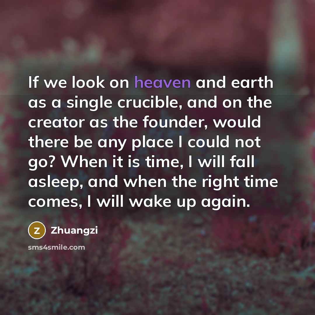 “If we look on heaven and earth as a single…” quote by Zhuangzi