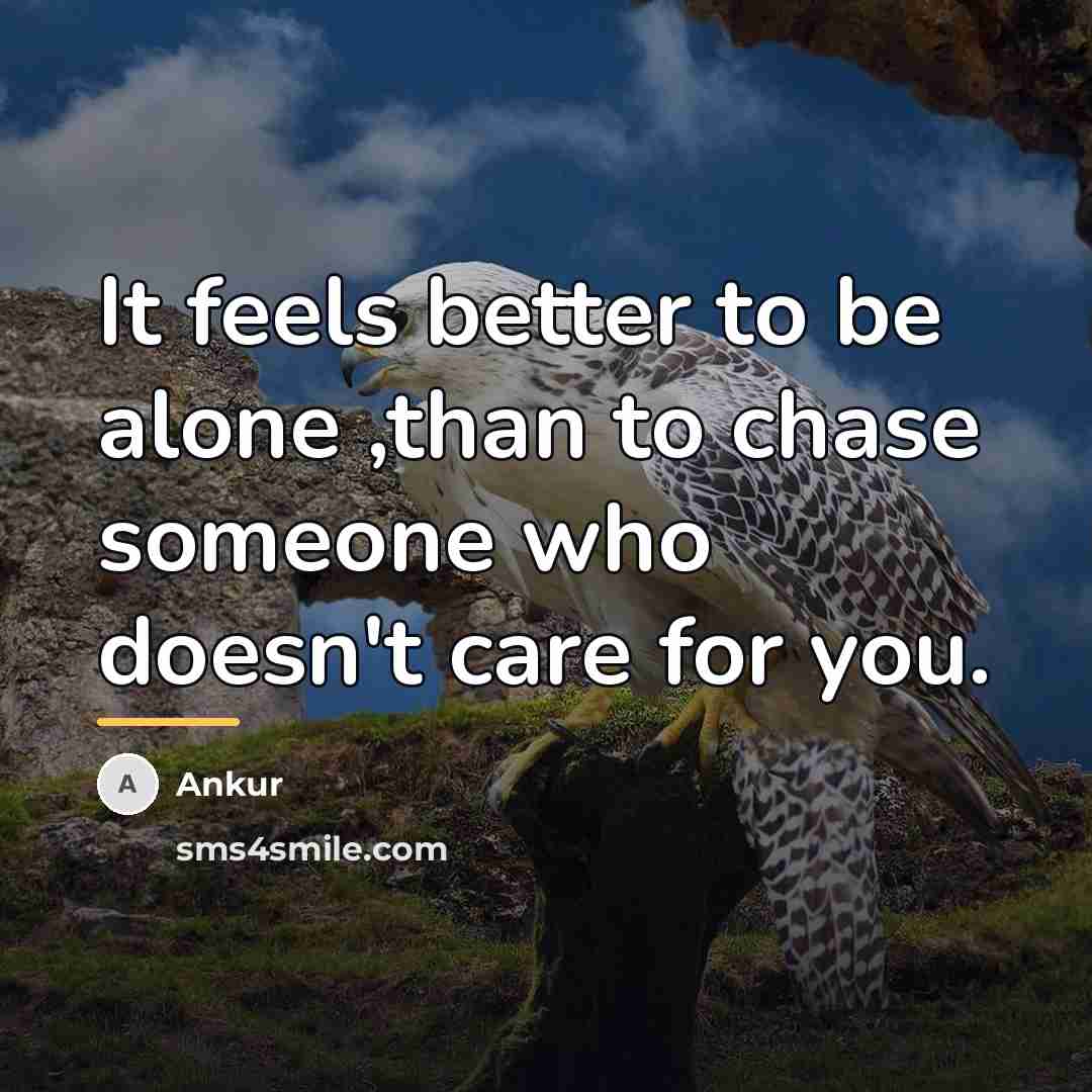 “It feels better to be alone ,than to chase someone…” quote by Ankur