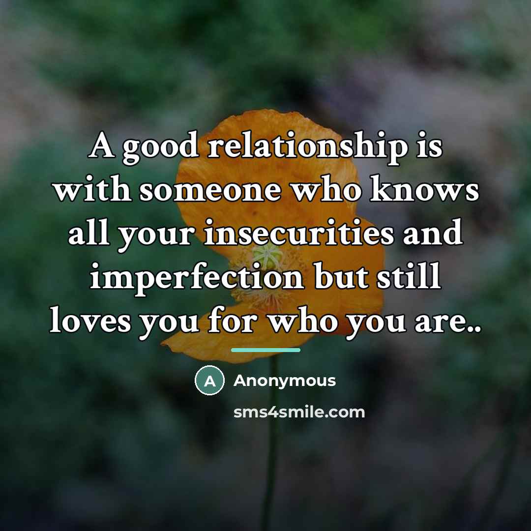 “A good relationship is with someone who knows all your…” quote by Anonymous