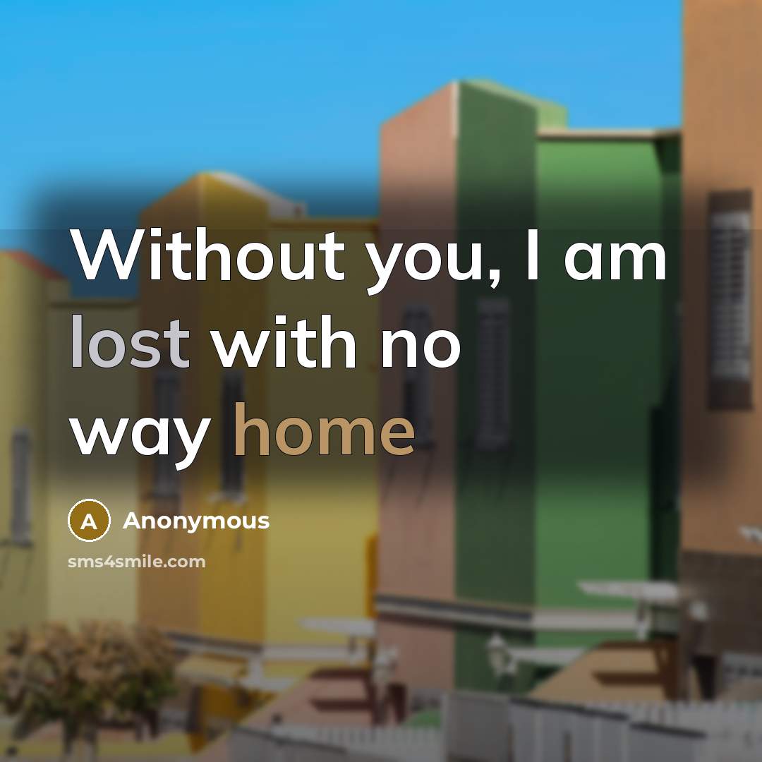 “Without you, I am lost with no way home” quote by Anonymous