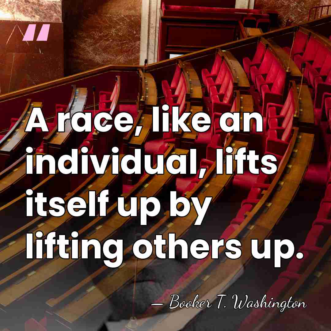 A race, like an individual, lifts itself up by lifting others up. - Booker T. Washington