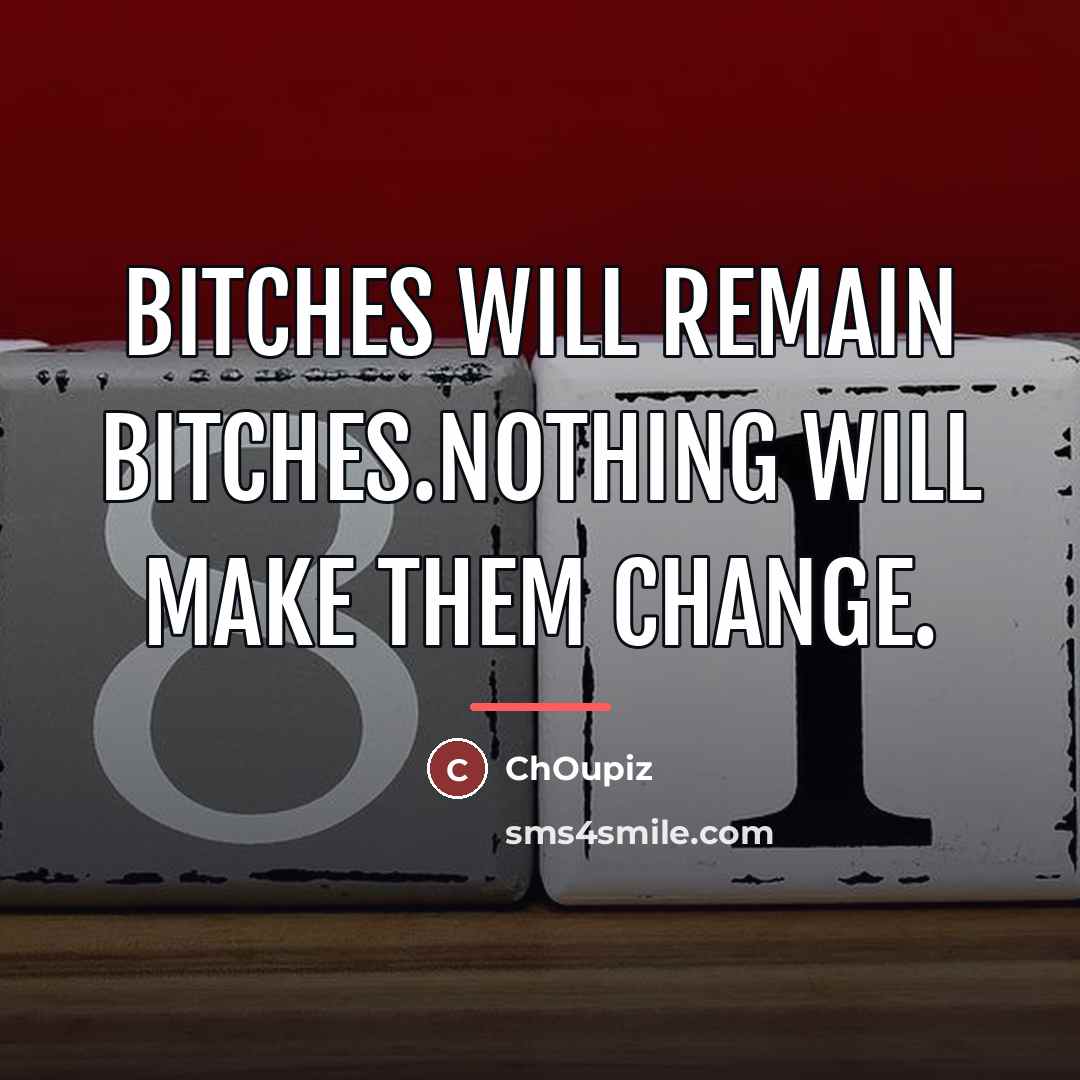 “Bitches will remain bitches.Nothing will make them change.…” quote by ChOupiz
