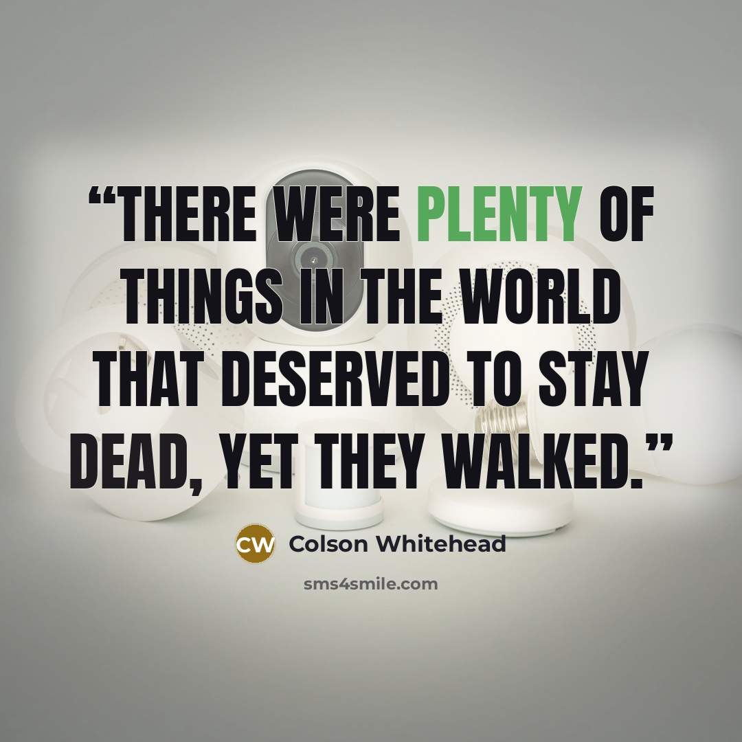 “There were plenty of things in the world that deserved to stay dead, yet they walked.” quote by Colson Whitehead