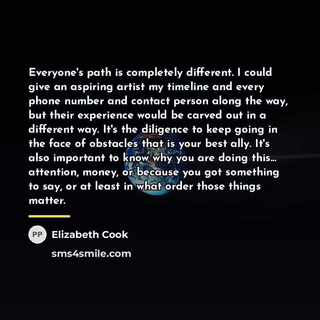 “Everyone's path is completely different. I could give an aspiring…” quote by Elizabeth Cook