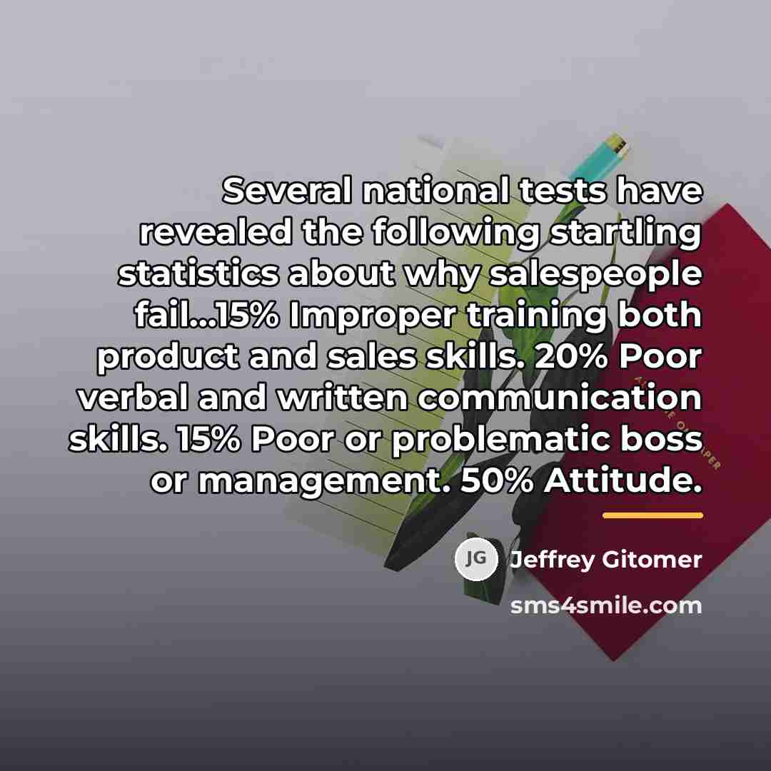“Several national tests have revealed the following startling statistics about…” quote by Jeffrey Gitomer