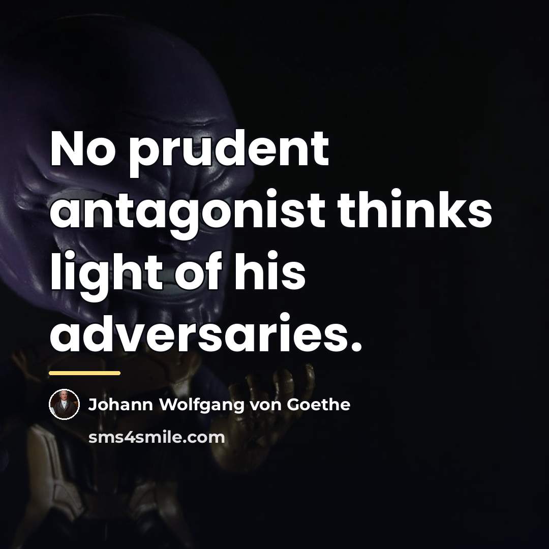 “No prudent antagonist thinks light of his adversaries.…” quote by Johann Wolfgang von Goethe