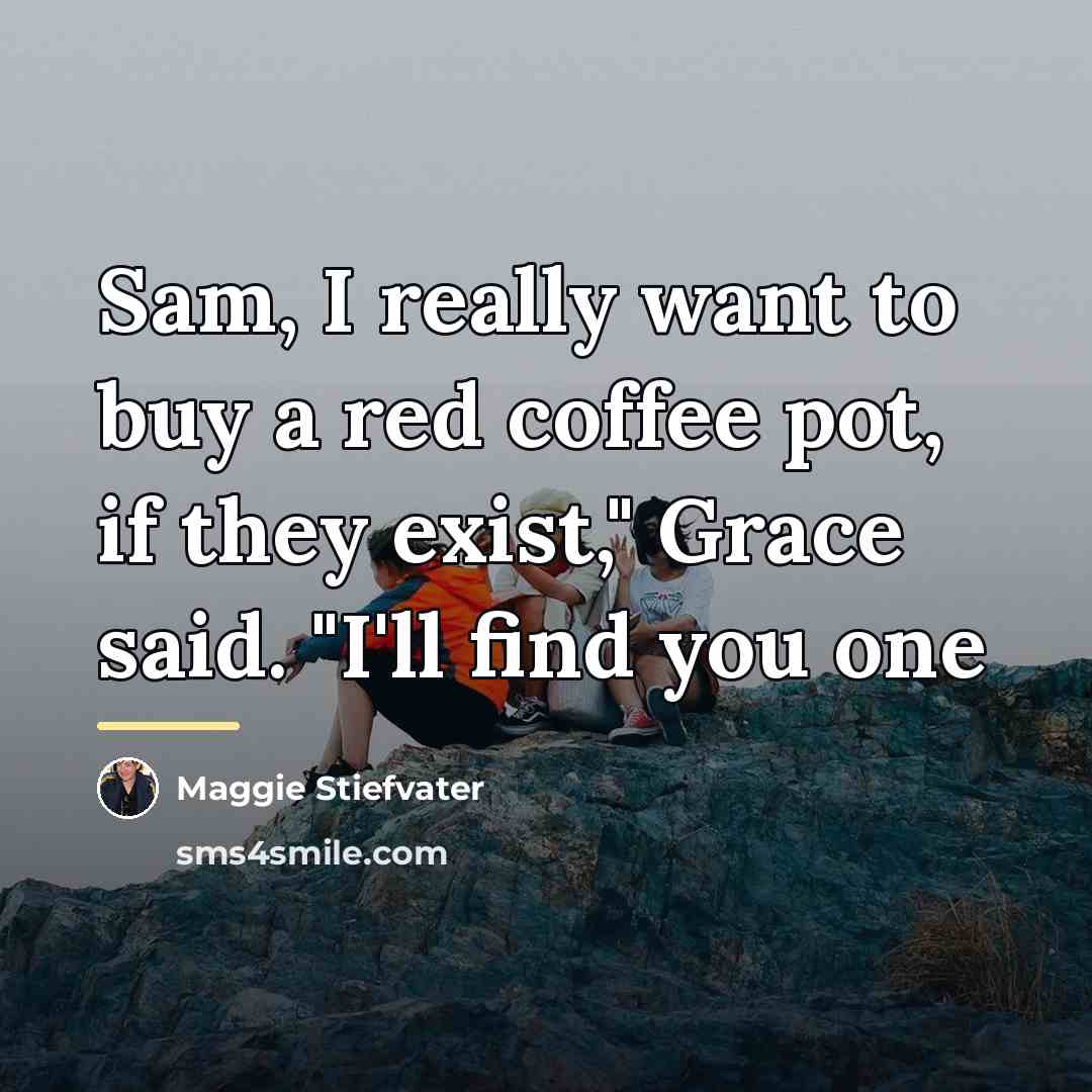 “Sam, I really want to buy a red coffee pot,…” quote by Maggie Stiefvater