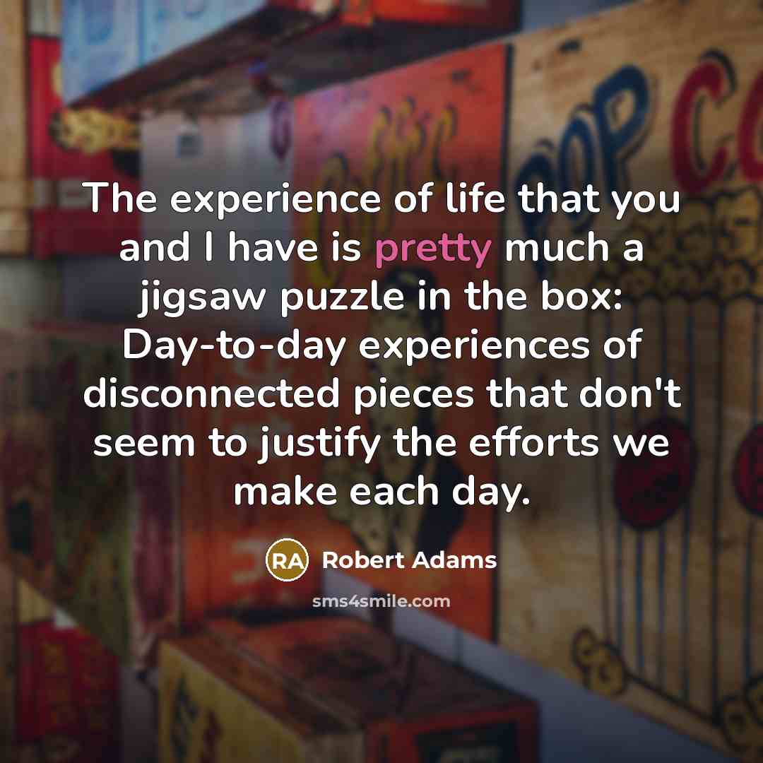 “The experience of life that you and I have is…” quote by Robert Adams