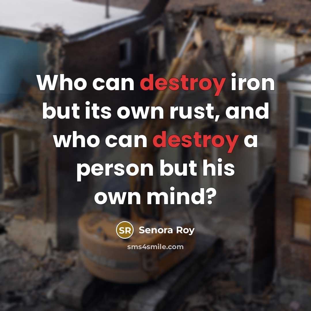 “Who can destroy iron but its own rust, and who…” quote by Senora Roy