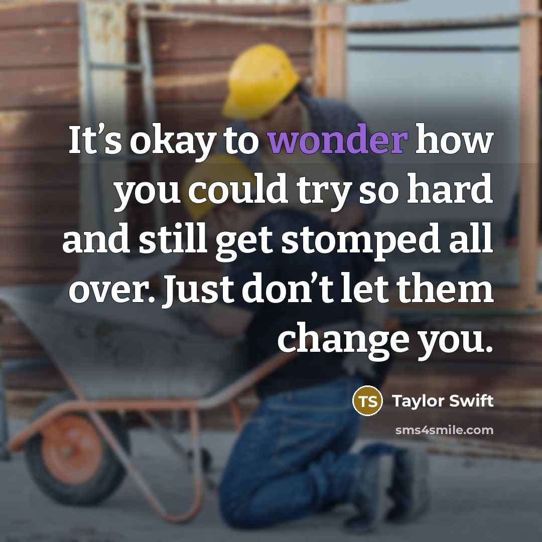 “It’s okay to wonder how you could try so hard…” quote by Taylor Swift