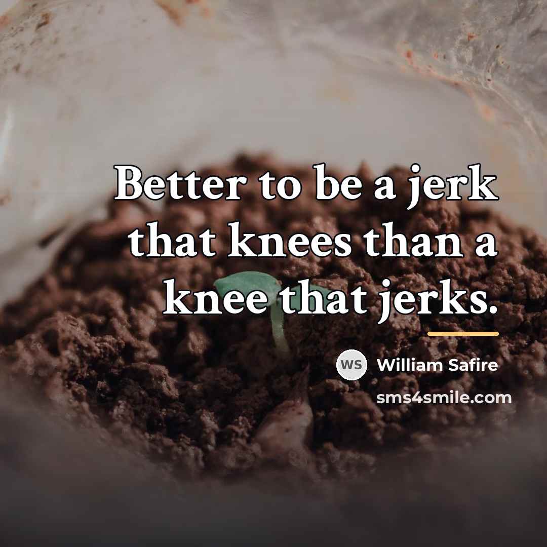 “Better to be a jerk that knees than a knee…” quote by William Safire
