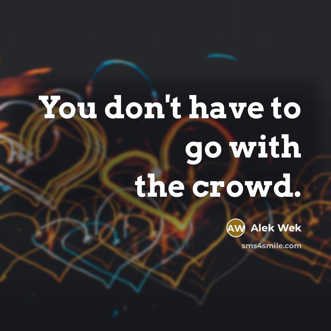 “You don't have to go with the crowd.…” quote by Alek Wek