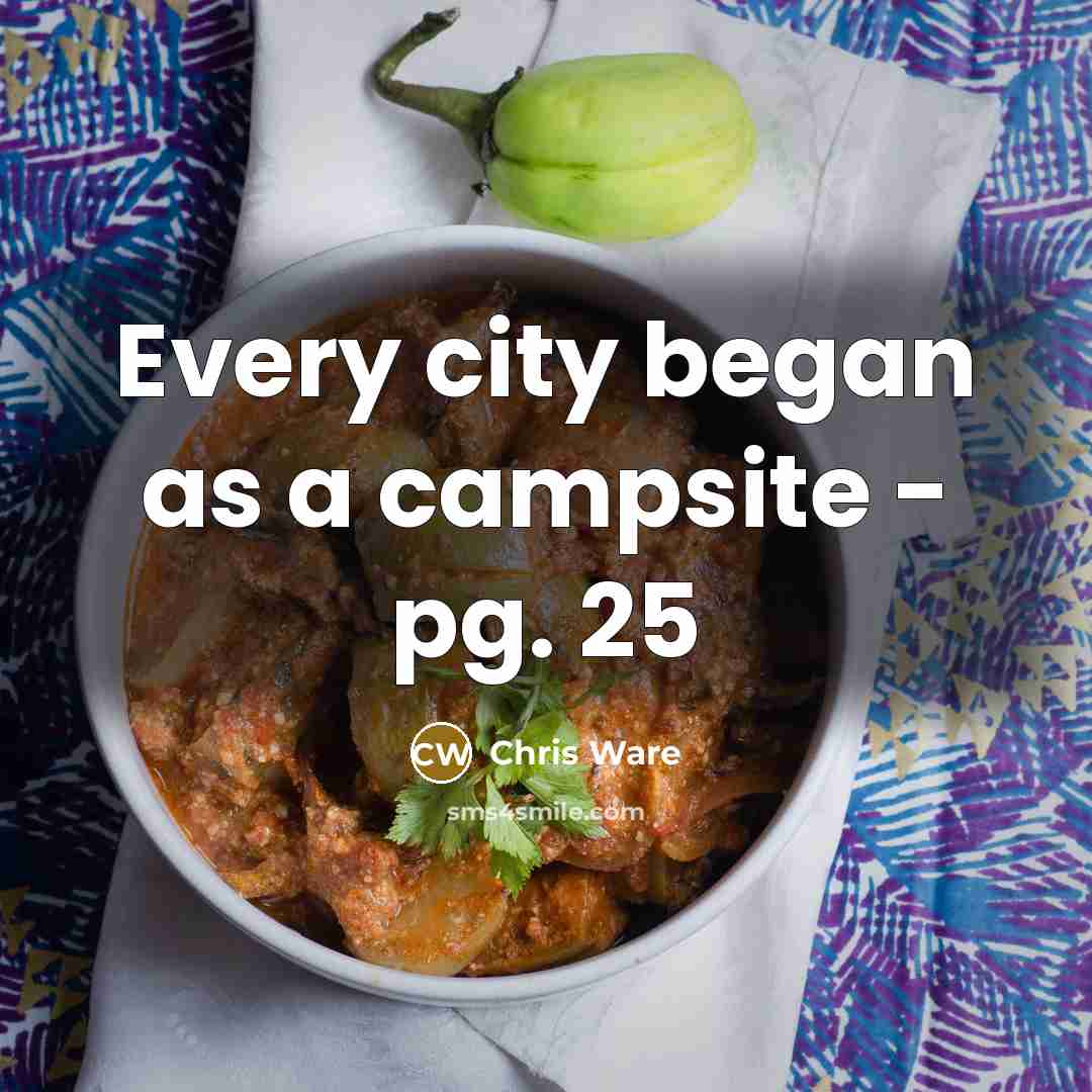 “Every city began as a campsite - pg. 25” quote by Chris Ware
