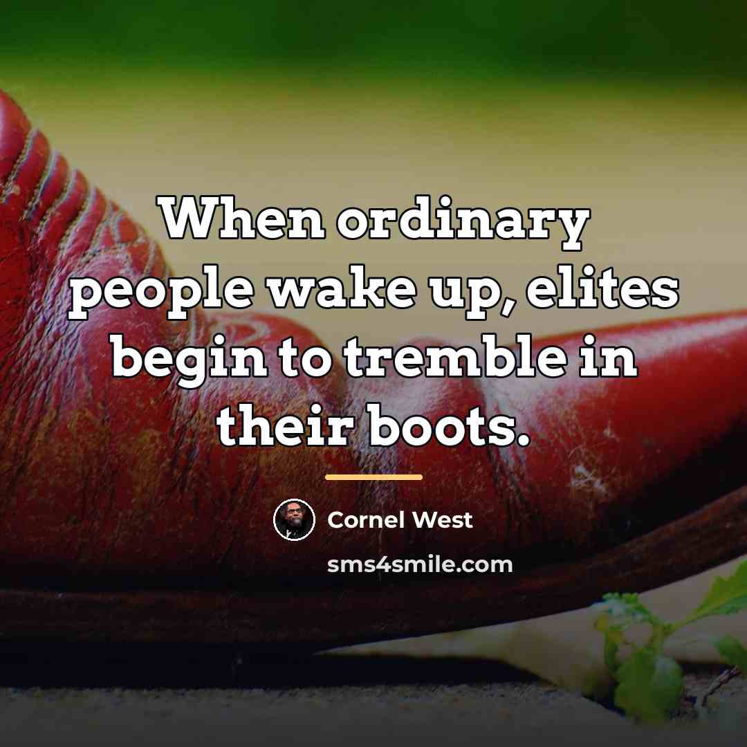 “When ordinary people wake up, elites begin to tremble in…” quote by Cornel West