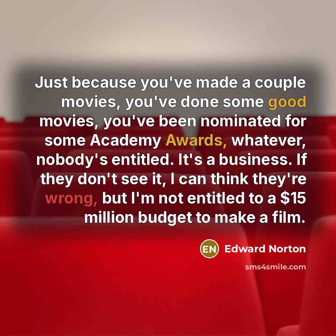 “Just because you've made a couple movies, you've done some…” quote by Edward Norton