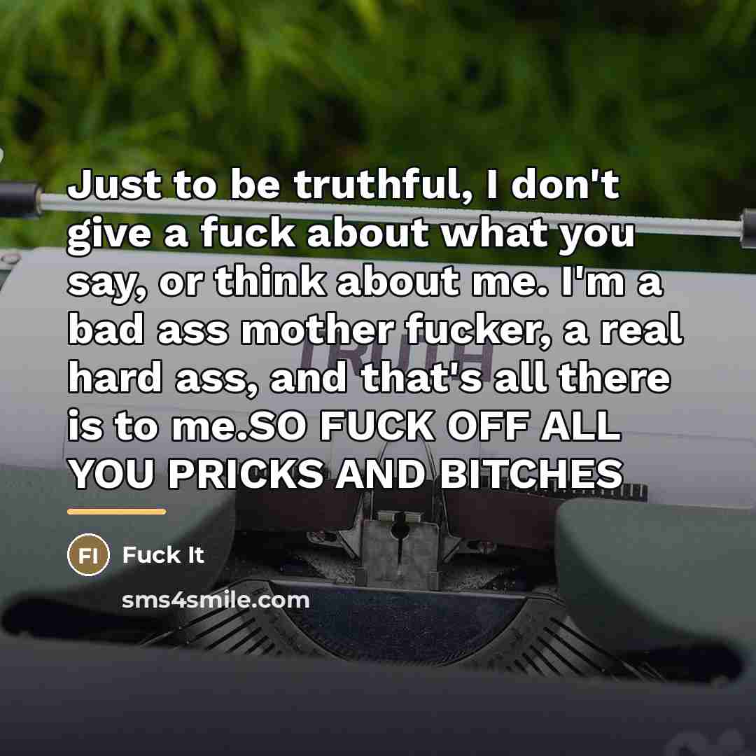 “Just to be truthful, I don't give a fuck about…” quote by Fuck It