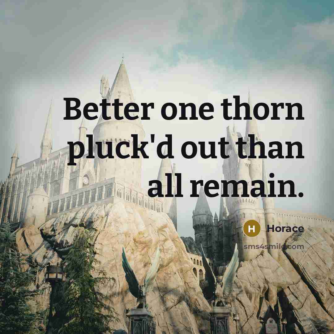 “Better one thorn pluck'd out than all remain.…” quote by Horace