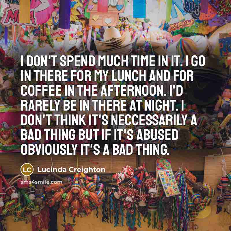 “I don't spend much time in it. I go in…” quote by Lucinda Creighton