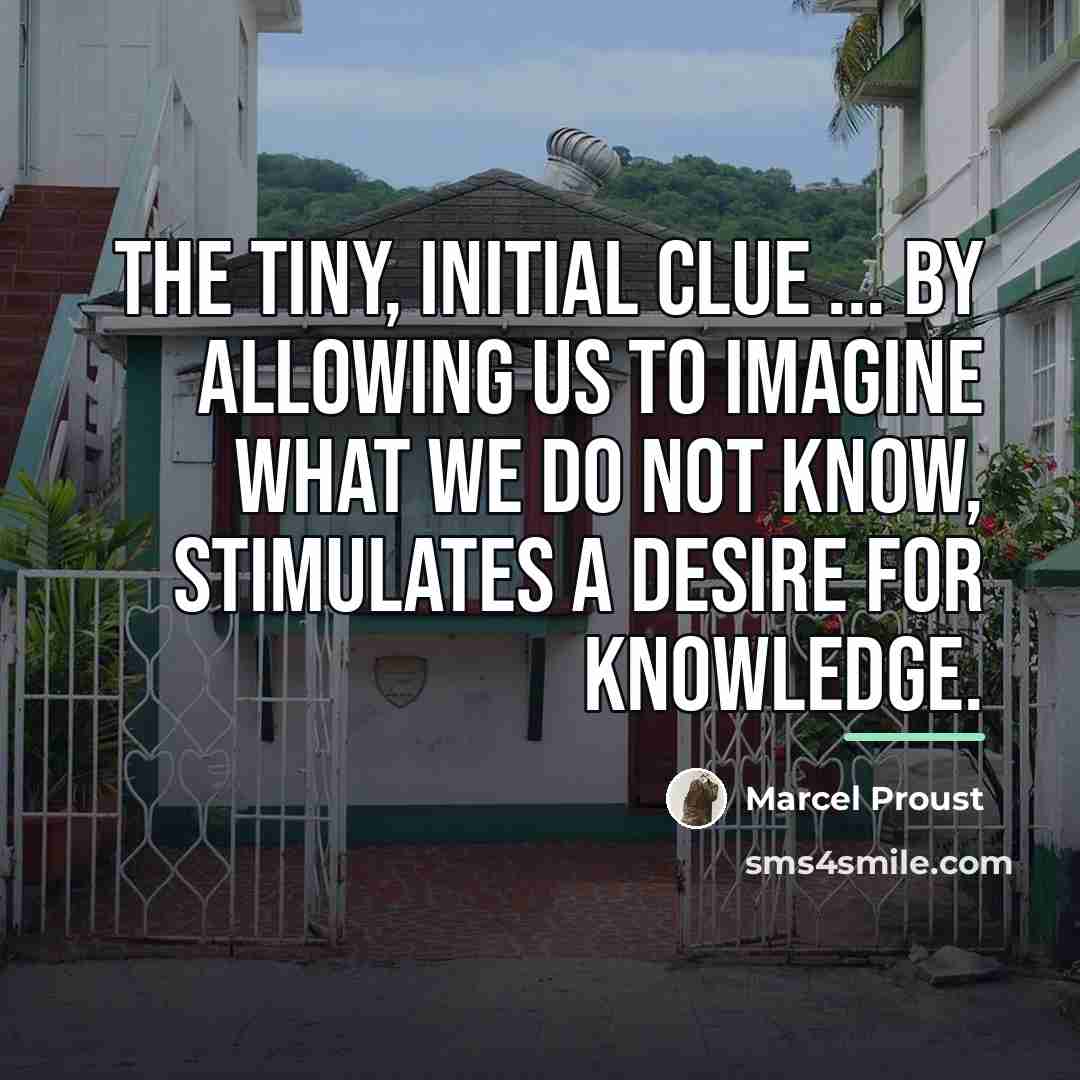 “The tiny, initial clue ... by allowing us to imagine…” quote by Marcel Proust