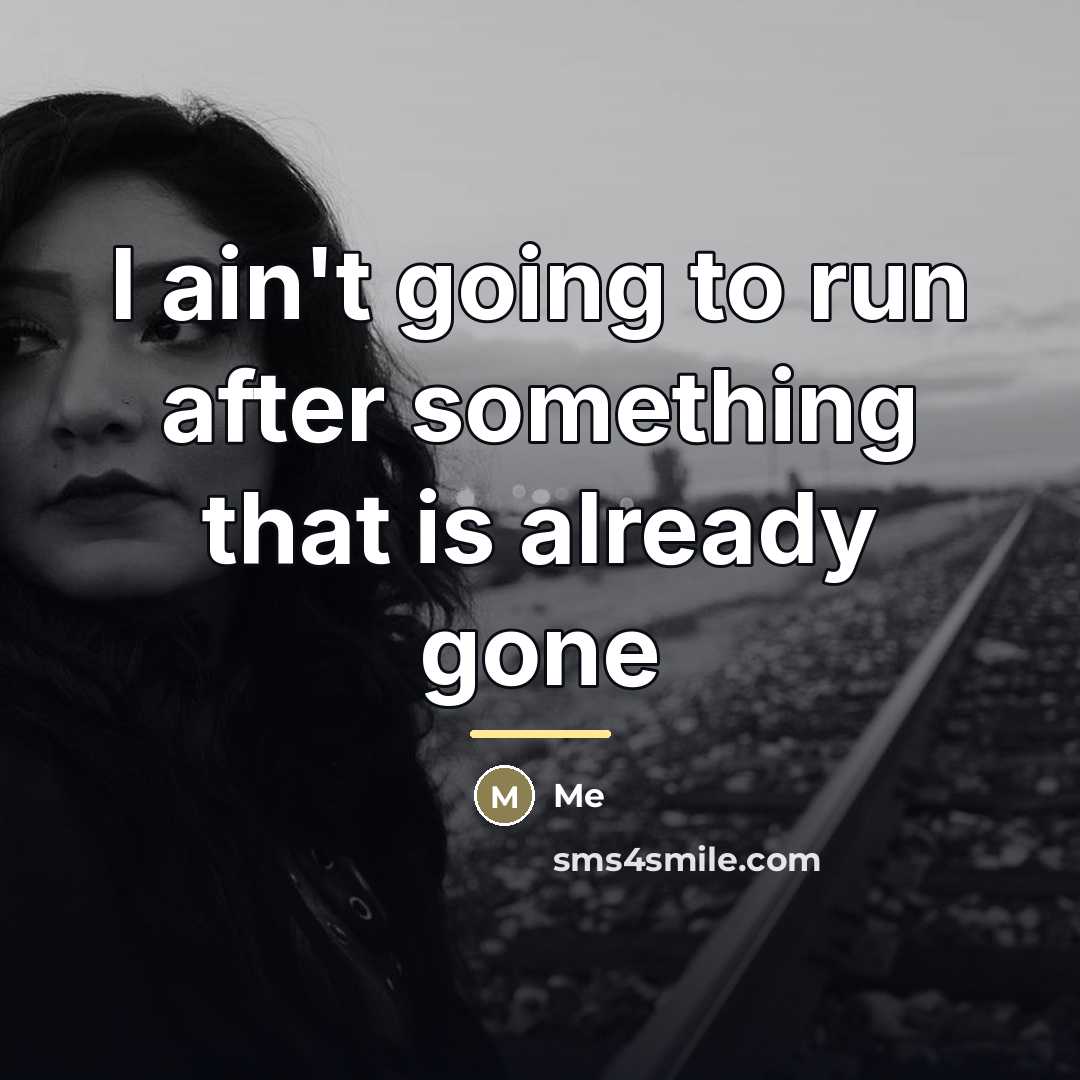 “I ain't going to run after something that is already…” quote by Me