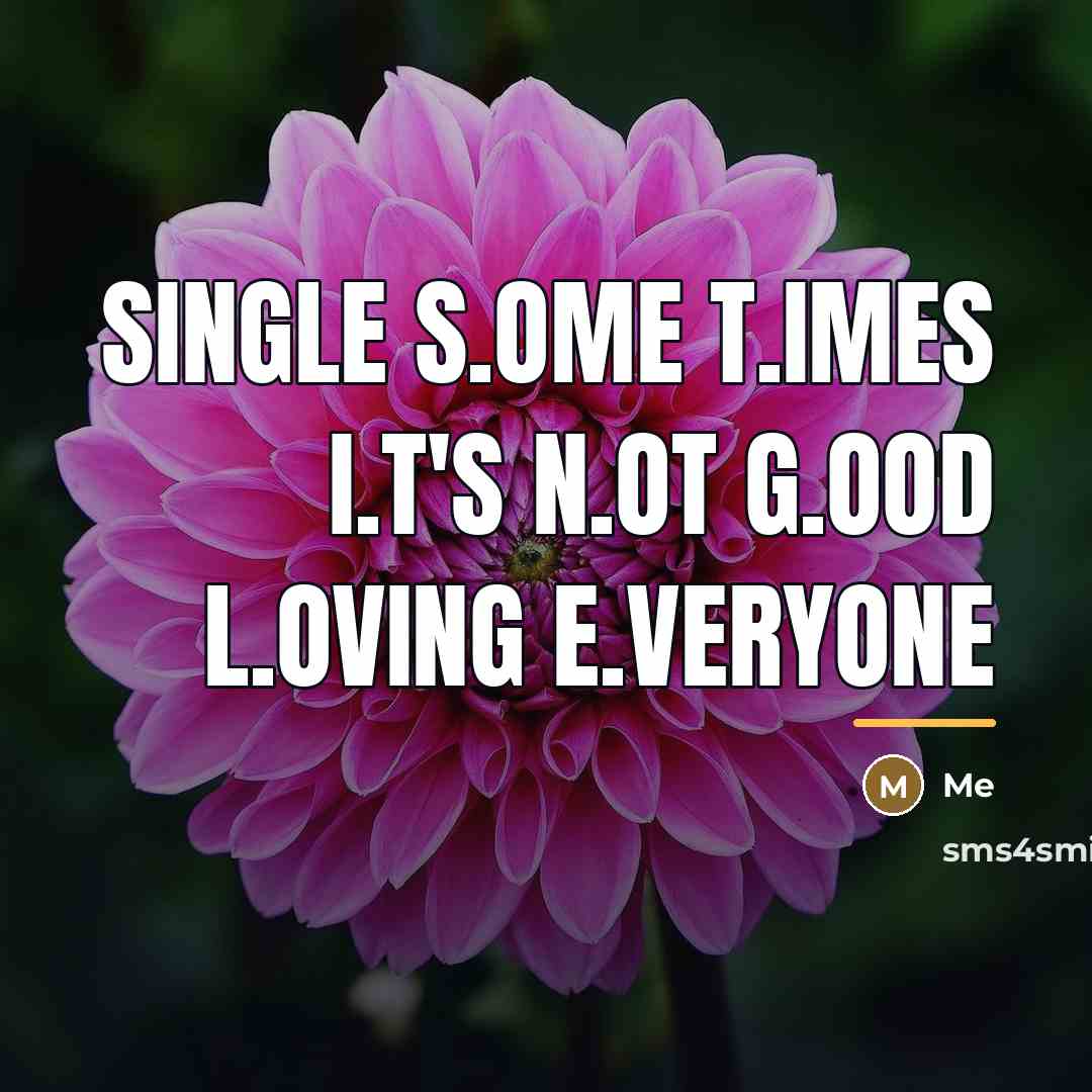 “Single s.ome t.imes i.t's n.ot g.ood l.oving e.veryone…” quote by Me