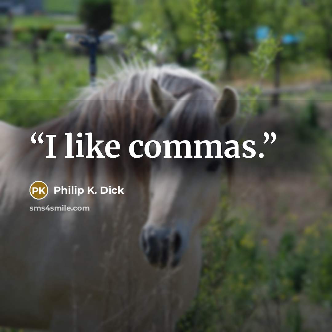 “I like commas.” quote by Philip K. Dick