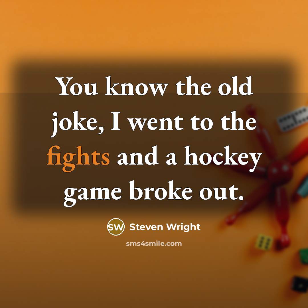 “You know the old joke, I went to the fights…” quote by Steven Wright