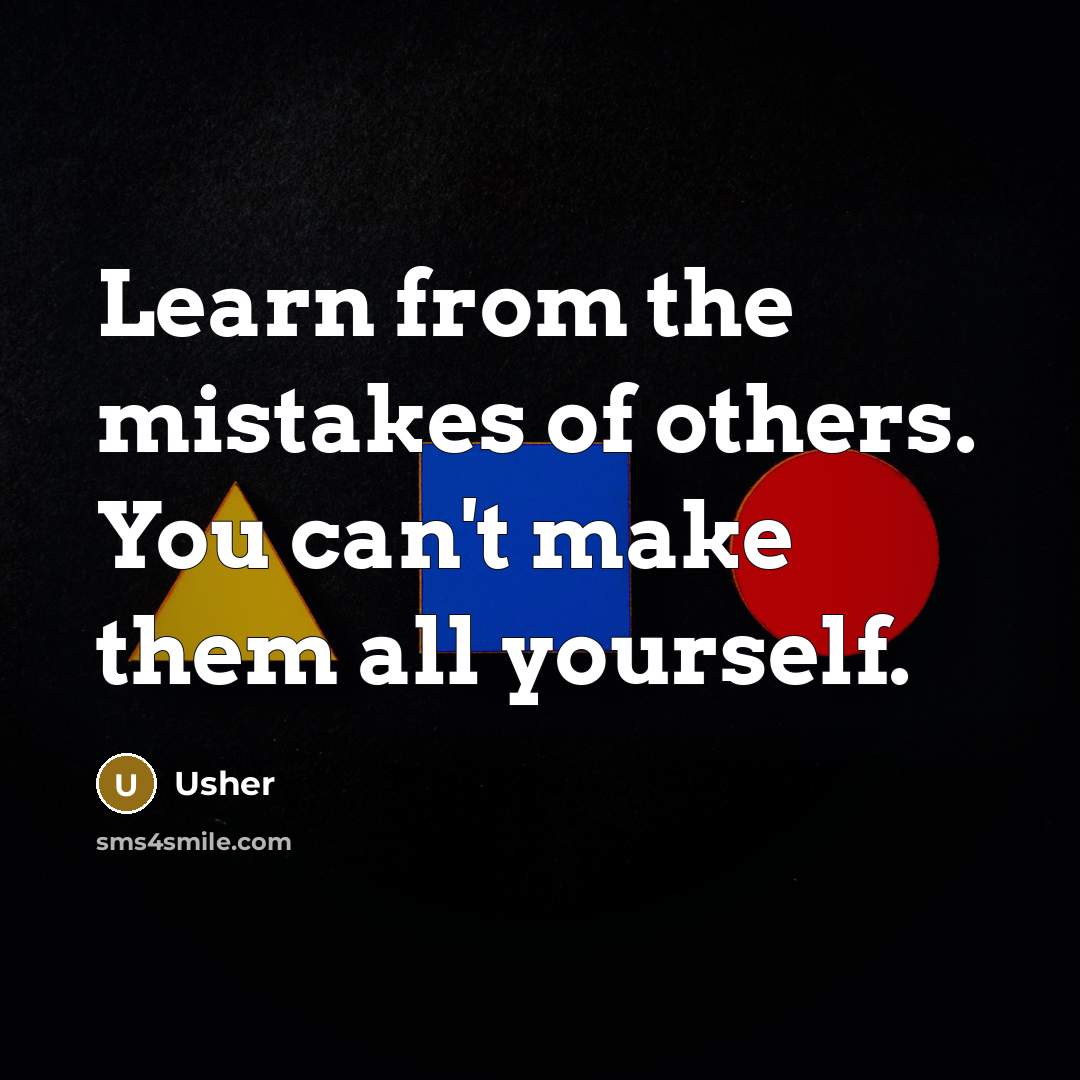 “Learn from the mistakes of others. You can't make them…” quote by Usher