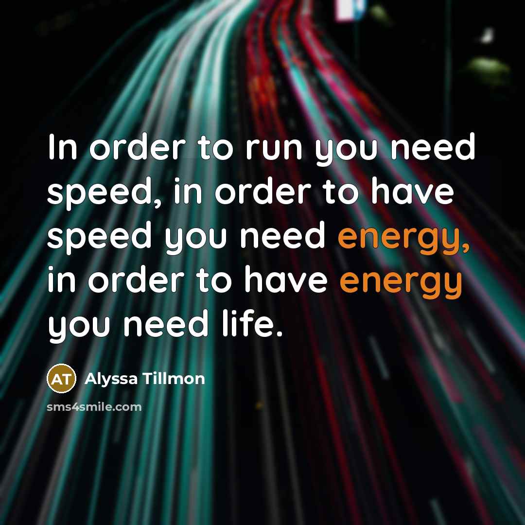 “In order to run you need speed, in order to…” quote by Alyssa Tillmon
