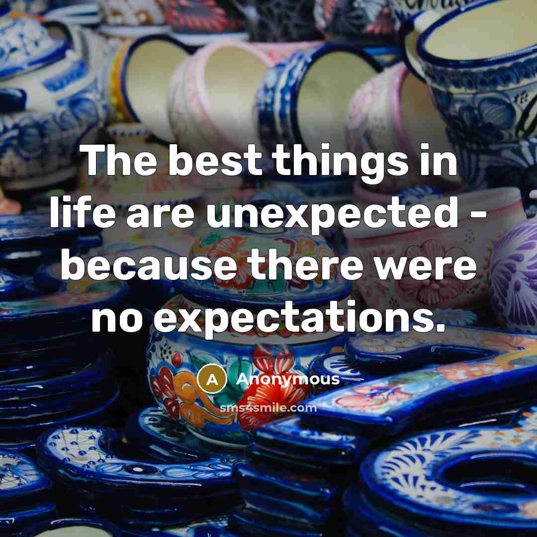 “The best things in life are unexpected - because there were no expectations.” quote by Anonymous
