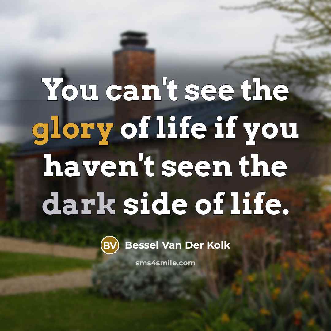 “You can't see the glory of life if you haven't…” quote by Bessel van der Kolk