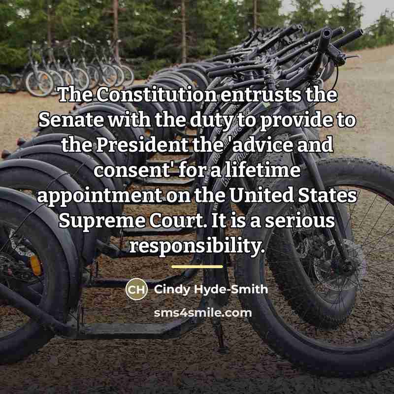 “The Constitution entrusts the Senate with the duty to provide…” quote by Cindy Hyde-Smith