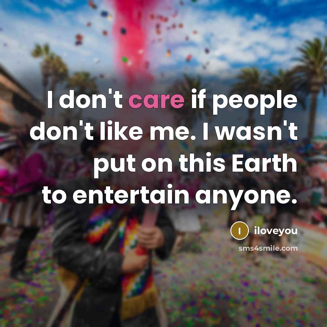 “I don't care if people don't like me. I wasn't…” quote by iloveyou