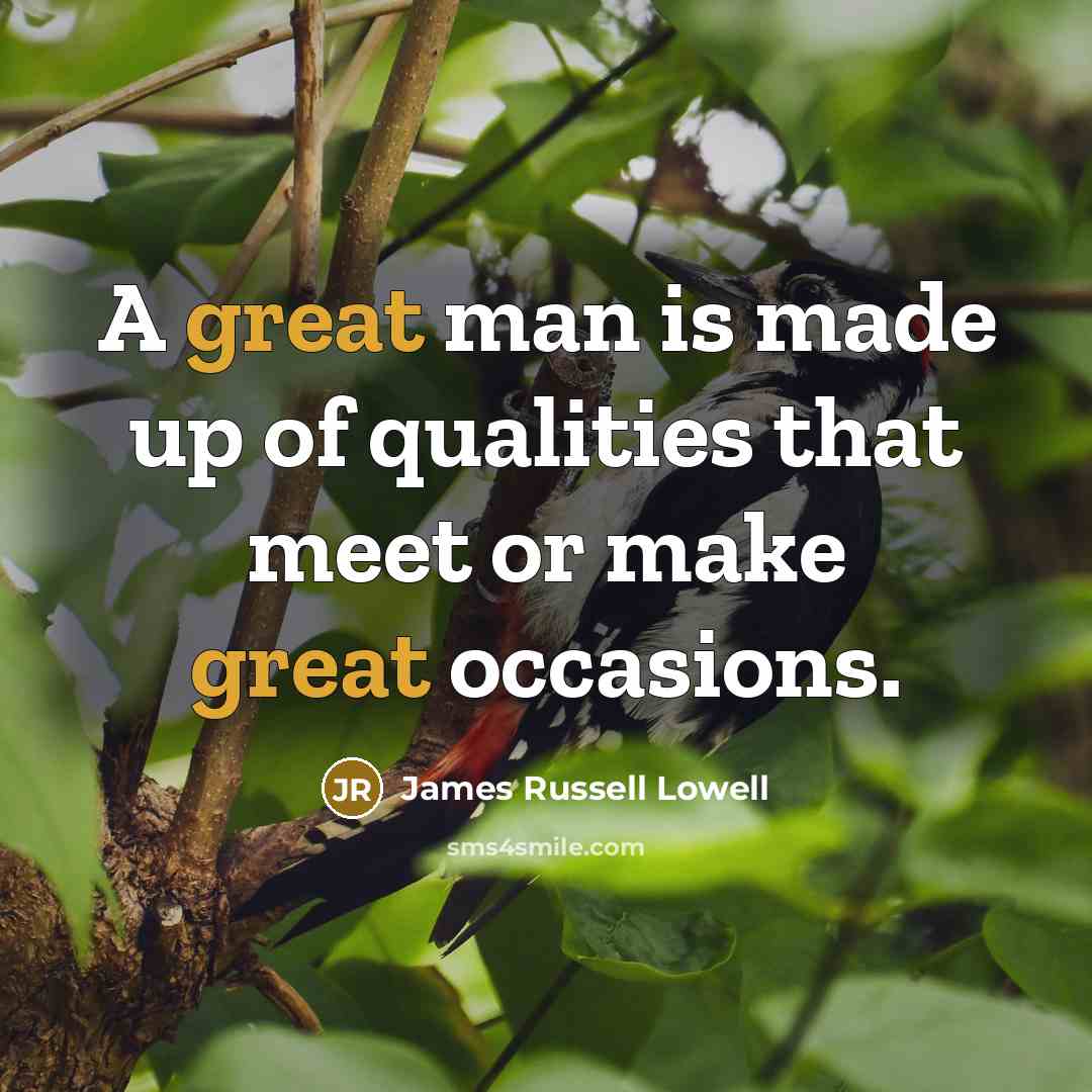 “A great man is made up of qualities that meet or make great occasions.” quote by James Russell Lowell