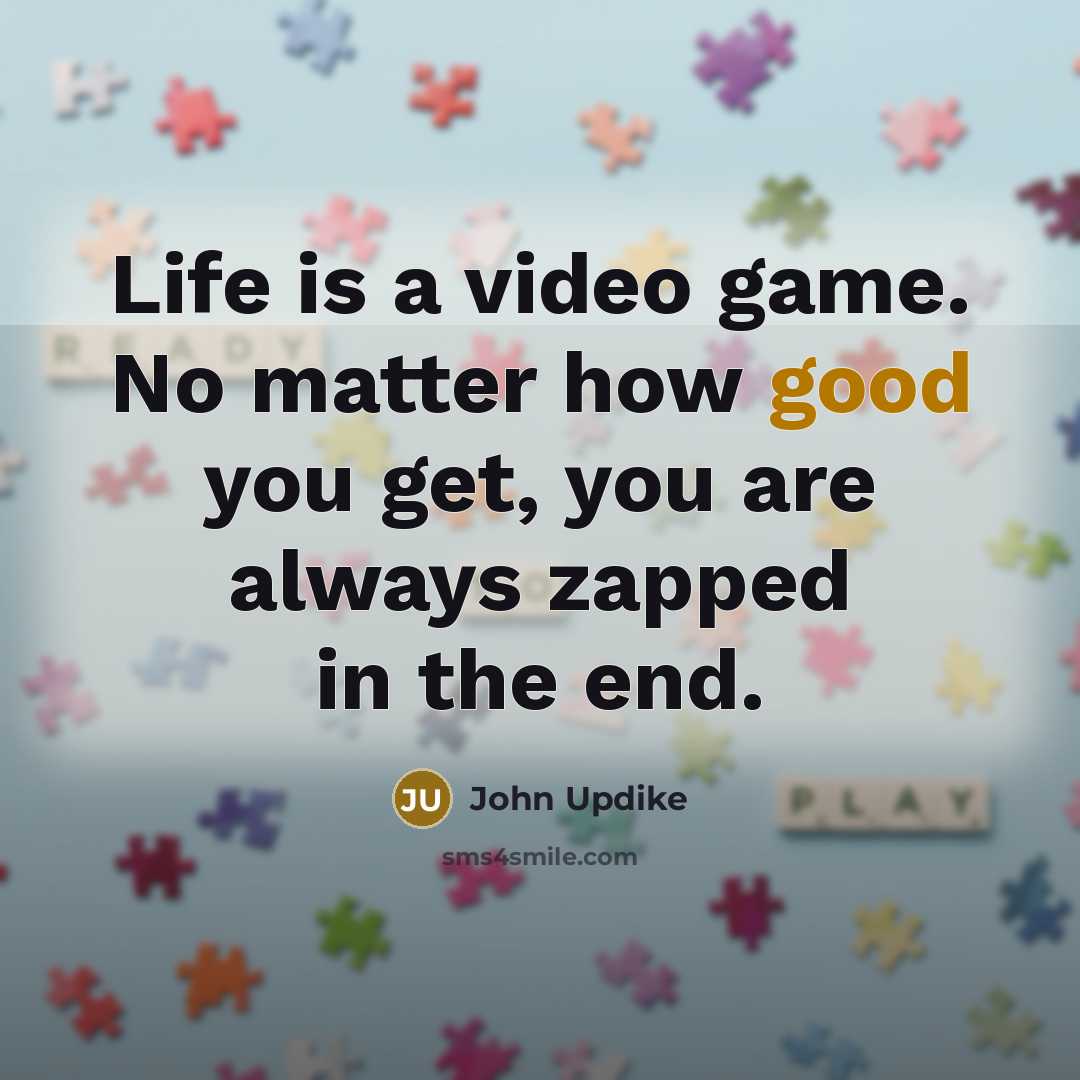 “Life is a video game. No matter how good you…” quote by John Updike