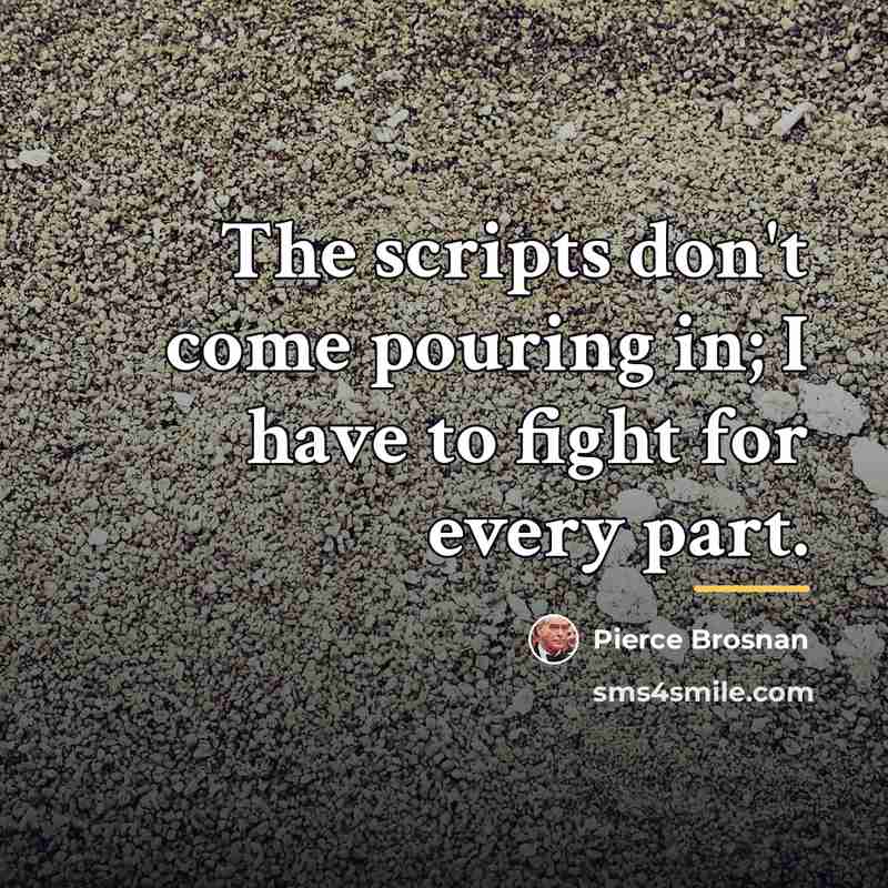 “The scripts don't come pouring in; I have to fight…” quote by Pierce Brosnan