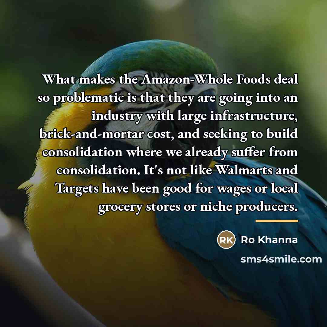“What makes the Amazon-Whole Foods deal so problematic is that…” quote by Ro Khanna