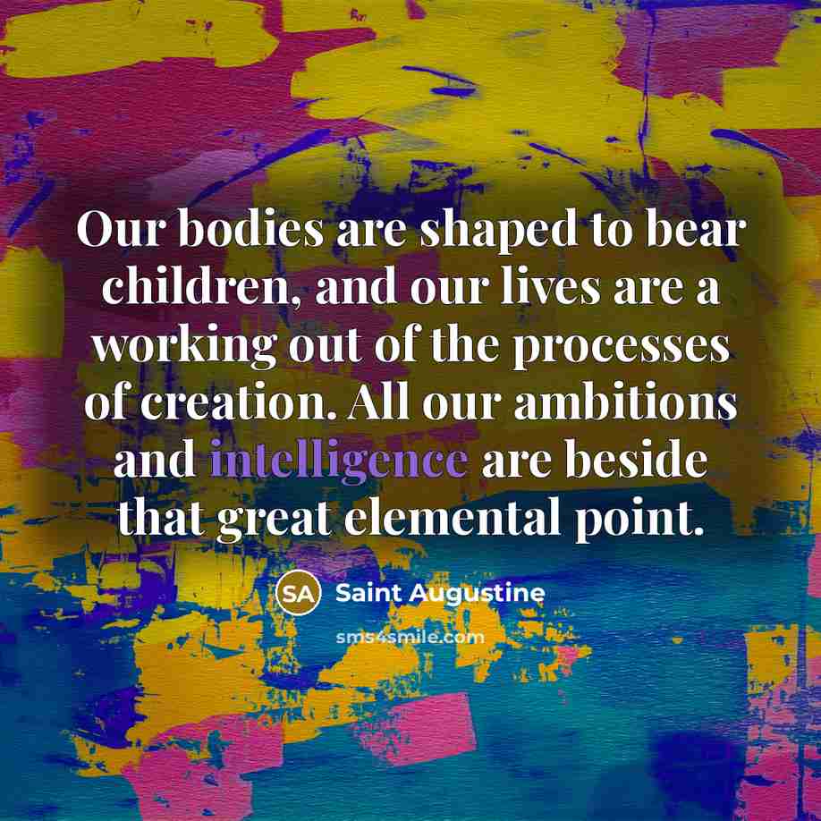 “Our bodies are shaped to bear children, and our lives…” quote by Saint Augustine